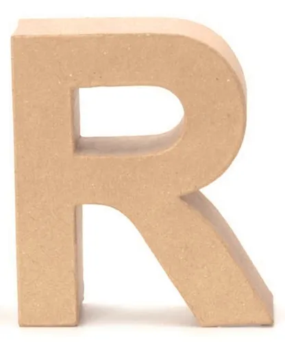 Papp-Buchstabe R 17,5x5,5cm Pappartikel Pappart Bemalen Basteln Dekorieren Braun Pappmaché