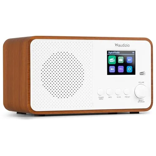 Audizio Avio - Kompaktes DAB Plus Radio mit Bluetooth, Digitalradio, FM & UKW, AUX, 30 Watt Lautsprecher, 40 Speicherplätze, Küchenradio mit Display, Radiowecker mit Sleeptimer, Auto-Suchlauf - Weiß