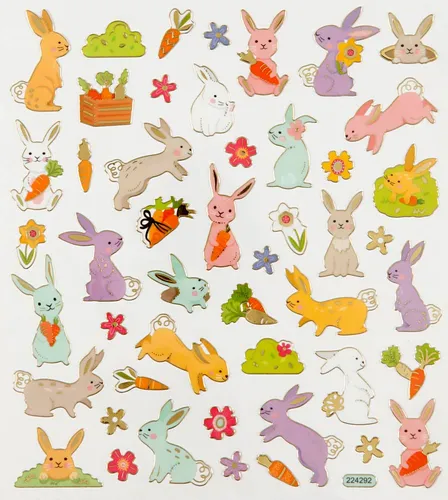 creativ company Sticker Osterhasen 48 Stück Aufkleber Bekleben Stickerbuch