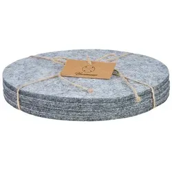 Hansmeier Glasuntersetzer runde Untersetzer aus Filz, praktisch & stilvoll, waschbar, Zubehör für Topf, Glas, Teller, Schüssel, Wok, Schale, 4-tlg., Filz grau Ø 20 cm