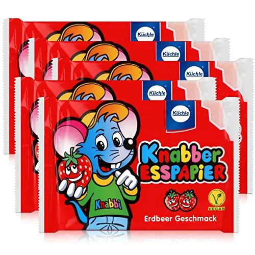 Küchle Knabber Esspapier rot Erdbeer Geschmack 25g Essoblaten (5er Pack)