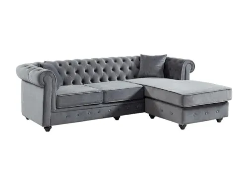 Vente-unique Chesterfield Ecksofa in grau von Vente-unique