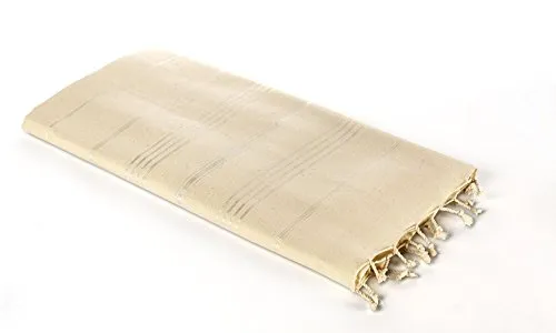 Carenesse Hamamtuch Sultan 100 x 170 cm Natur I Extra breites Hamam Handtuch aus ungebleichter Baumwolle mit feinen Streifen I Pestemal/Fouta/Saunatuch saugfähig & schnelltrocknend