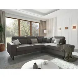 S-Style Möbel Ecksofa Ember mit Ottomane in Samt-Stoff