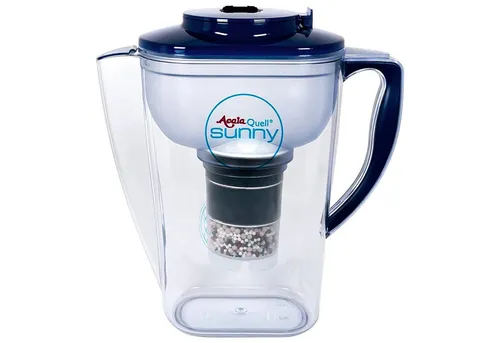 AcalaQuell Wasserfilter Kannenfilter Sunny - Praktische Wasseraufbereitung - Filter für sauberes Trinkwasser, inkl. Mikroschwamm und Filterkartusche. Über 99% der Verunreinigungen werden entfernt, für einen reinen Geschmack wie aus dem Gebirgsbach.