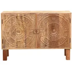 Orientalische Möbel Sideboard Kommode Jahna aus Holz - Kommode Jahna 105cm aus massivem Holz, handgefertigt mit kunstvoller Gestaltung – ideal als praktischer Stauraum und elegantes Highlight für jeden Raum.