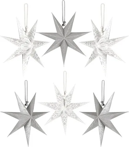 BRUBAKER Papiersterne 6 Weihnachtssterne in silber von BRUBAKER