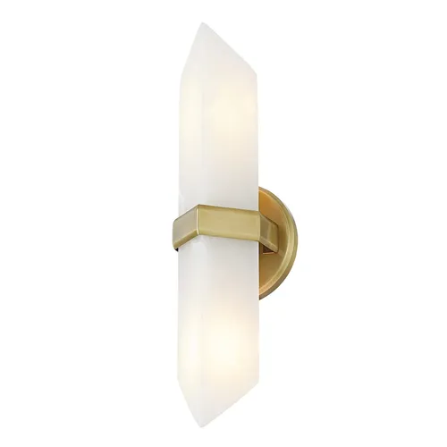 Produktbild Wandleuchte Stahl Alabaster H: 38,1cm in Messing Antik Weiß Up Down 2x E27 Lampe