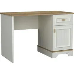 Natur24 Beige Schreibtisch mit Schublade - Moderner Schreibtisch in Beige mit Eicheoptik, ideal für ein aufgeräumtes Arbeitsumfeld. Maße: ca. 61 x 115 x 78 cm, inklusive 1 Schublade für zusätzlichen Stauraum. Neu und originalverpackt.