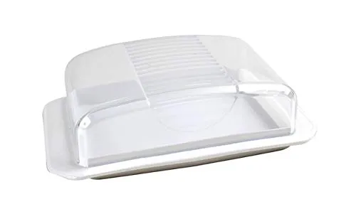 Centi BUTTERDOSE Deckel Kunststoff Butterglocke Kühlschrank Butterschale Butter Box 41 (Weiss)