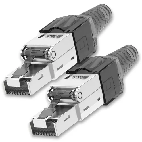 NEXMEX 2x Netzwerkstecker Cat 7 CAT7 RJ45 Stecker Werkzeuglos Metall 10GBit/s