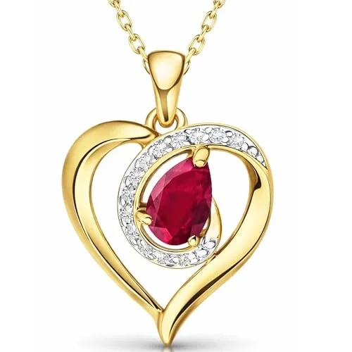 Limana Herzkette mit echtem Rubin und Goldvergoldung von Limana