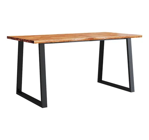 furnicato Esstisch Echtholz 160 x 80 cm mit Baumkante - Einzigartiger Esstisch mit massiver Echtholzplatte und stabilen Stahlbeinen. Ideal für dein Esszimmer, bringt natürliche Schönheit und Wärme in dein Zuhause. Perfekt für gesellige Abende oder Familienessen.