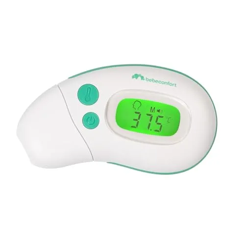 Bebeconfort Mini-Multifunktionsthermometer, 4-in-1-Funktion, 0+ Monate, kontaktlos, Infrarottechnologie, Fieberanzeige, intelligent und benutzerfreundlich, tragbar und kompakt, Green