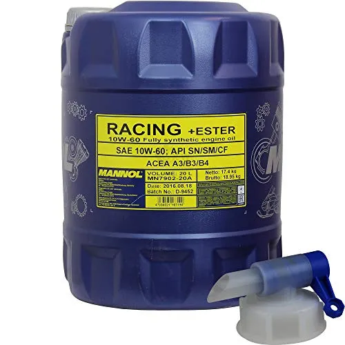 Liter MANNOL Racing+Ester 10W-60 API SN/SM/CF Öl Motoröl inkl. Auslaufhahn 20