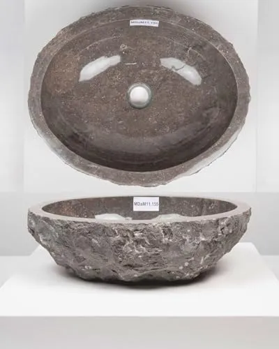 cm Marmor-Stein-Waschbecken Erosi grau Muster Aufsatz-Hand-Waschbecken Badezimmer-Naturstein-Waschbecken Stein-Waschschale WOHNFREUDEN 50