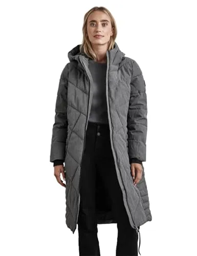 STREET ONE Damen A201970 Lange Teflon-Jacke - Frost Grey Melange, gefüttert, wasser- und schmutzabweisend für optimalen Komfort