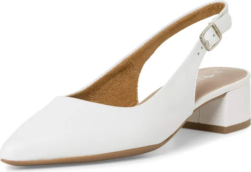 Tamaris Slingpumps Pumps in Weiß - Elegante Pumps in Größe 39 aus hochwertigem Glattleder mit komfortablem Blockabsatz, perfekt für schicke Anlässe und den Alltag.