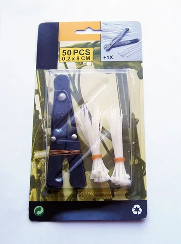 KABELBINDER SET 50 Stück mit ZANGE Kabel Binder 0,2x8cm Nylon weiß E71