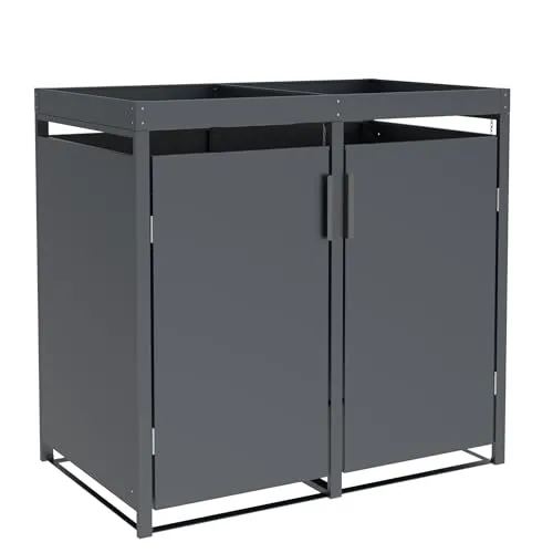 DEGAMO Mülltonnenbox ULM mit Pflanzwanne, grau für 2 Tonnen von DEGAMO