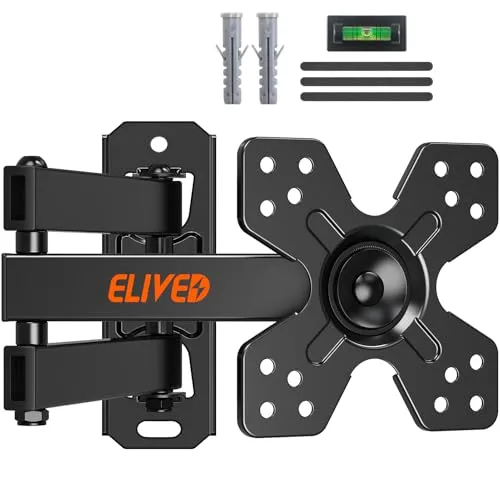 ELIVED Monitor Wandhalterung Schwenkbar Neigbar für die meisten 14-30 Zoll Bildschirme bis 15kg, Max VESA 100x100mm, TV Wandhalterung für LED, LCD, OLED Flach/Curved TVs, Wandhalter Fernseher EV026