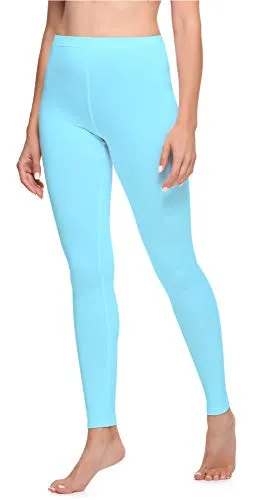 Ladeheid Leggings Damen aus Baumwolle Bequeme und Lange Leggins für Frauen für Frühling Sommer Herbst Winter Saison LA40-133 (Türkis, XL)
