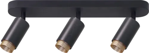 LX-300233 - Schwenkbarer LED Aufbauspot GU10, 3-flammig, schwarz/gold, IP20,