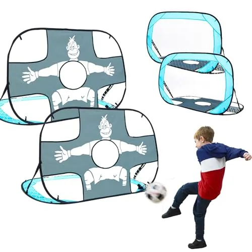 LittleTom 2er Set Fussballtor mit Torwand für Kinder - Faltbar und Pop-Up - Fussballtore für Kinder, ideal für drinnen und draußen. Mit starkem Metallrahmen und vielseitig einsetzbar als Handball- oder Eishockeytor.