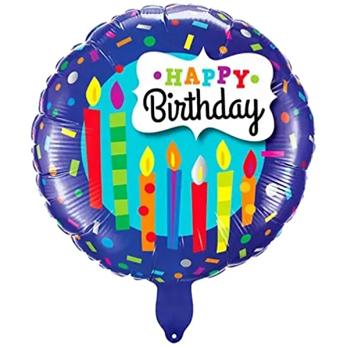 Happy Birthday Luftballons - Geniale Geschenkidee Deko für Geburtstage oder Partys Ballon Helium Folienballon klein mit für Kinder Dekoration Partydeko JGA Geschenkidee - Kerzen blau bunt weiß