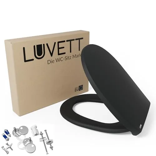 LUVETT® WC-Sitz C100 mit Absenkautomatik - Ovaler Premium WC-Sitz mit doppelter SoftClose Absenkautomatik für geräuschloses Schließen. Belastbar bis 175 kg und abnehmbar für einfache Reinigung – ideal für jedes Badezimmer.
