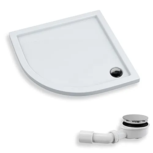 KOLMAN Duschwanne 90x90 cm Viertelkreis, Weiß - Duschkabinen & -wände - Langlebige, flache Design-Duschtasse aus strapazierfähigem Sanitäracryl, ideal für ein modernes Badezimmer und leicht zu reinigen.
