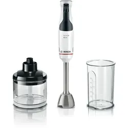 Bosch Stabmixer ErgoMaster Serie 4 MSM4W220 - 600W Mini-Standmixer mit QuattroBlade System, einhändig bedienbar und inklusive Zerkleinerer für müheloses Zerkleinern