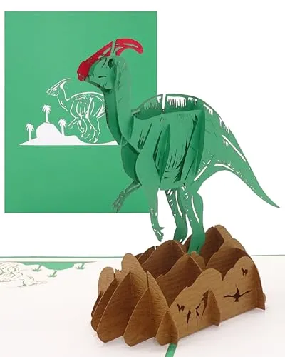 Cologne Cards 3D Pop Up Karte Dinosaurier - originelle 3D Dino Grußkarte Parasaurolophus, Dinosaurier Geburtstagskarte in 3D Pop Up Karten
