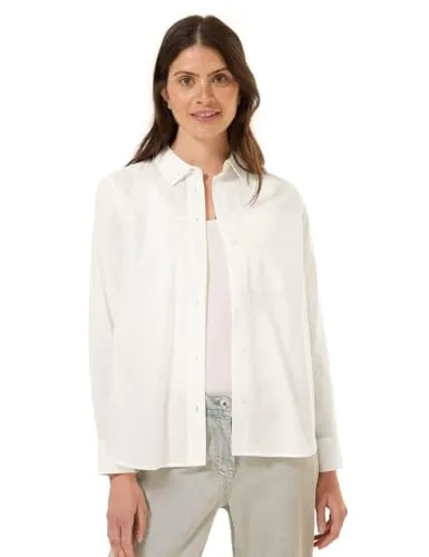 Cecil Hemd in Weiß - XXL - Blusen aus reiner Baumwolle mit Kent-Kragen, knopfverschlossenem Ärmelabschluss und abgerundetem Saum für einen lässigen Look.
