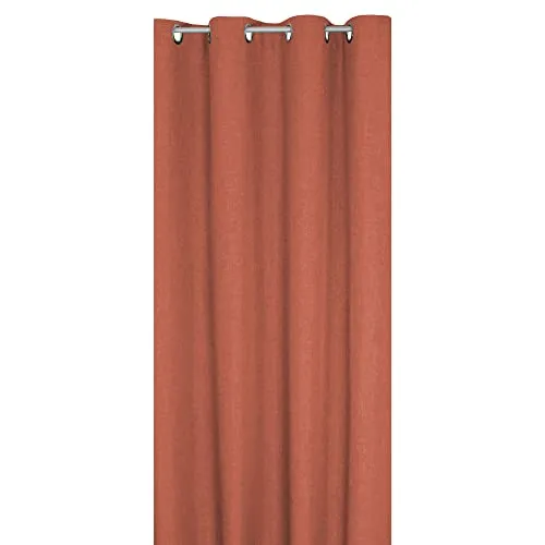 Haus und Deko Vorhang 140 x 245 cm Terracotta in Leinen-Optik Struktur, blickdichter Ösenvorhang mit Metall-Ösen, klassich Elegante Übergardine mit 15 verschiedenen modernen Farben