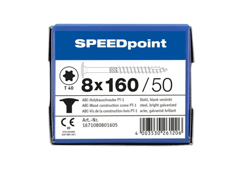 SPAX Holzbauschraube ABC SPEEDpoint Holzbauschraube Tellerkopf T40 Teilgewinde Schabenut A