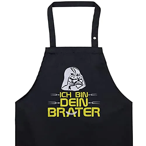 EXPRESS-STICKEREI BBQ Grillschürze - Lustige Kochschürze für Grillfans - Verstellbare Latzschürze für Männer/Frauen - Küchenschürze mit Spruch Ich bin dein Brater