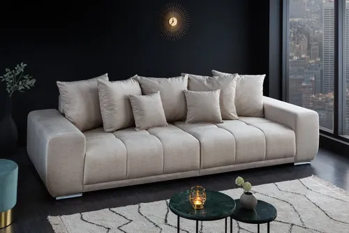 riess-ambiente Big-Sofa ELEGANCIA 285cm - Big Sofa in champagner/beige mit luxuriösem Samtbezug und komfortablem Federkern, ideal für stilvolle Wohnzimmergestaltung.