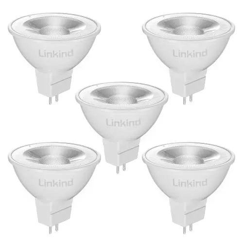 Linkind GU5.3 LED Lampe 5W, ersetzt 50 Watt, 5000K Tageslichtweiß 520Lm MR16 Spot Reflektor mit 36° Abstrahlwinkel, AC/DC 12V LED Energiesparlampe GU5.3, nicht dimmbar, 5 Stück