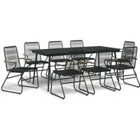 vidaXL 9-tlg. Garten-Essgruppe Schwarz PVC Rattan - Gartenmöbel-Set aus strapazierfähigem PVC-Rattan, ideal für eine gemütliche Kaffeezeit im Freien. Robuste Stahlgestelle und bequeme Stühle sorgen für höchsten Komfort und Langlebigkeit.