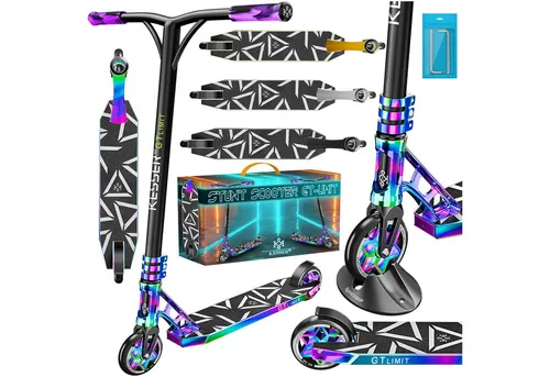 KESSER Scooter GT-Limit - Bunter Stuntscooter mit 360° Lenkung, ideal für Kinder ab 6 Jahren und maximal 100 kg Benutzergewicht