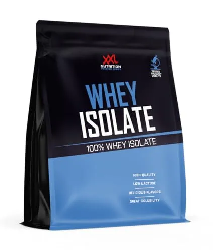 XXL Nutrition Whey Isolate - Hochwertiges Molkenprotein-Isolat mit 0,8% Laktose - Molkenproteine mit 89% Proteingehalt, nahezu laktosefrei, ideal für Sportler. Durch kalte Mikrofiltration bleibt die Proteinstruktur für optimale Absorption erhalten.