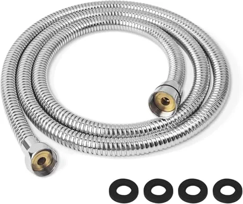 Dachiy Duschschlauch 1,50 m, Edelstahl, Silber | Flexibler Brauseschlauch, Knickschutz, Auslaufsicher inkl. Dichtungsringe, Universal verdrehsicher