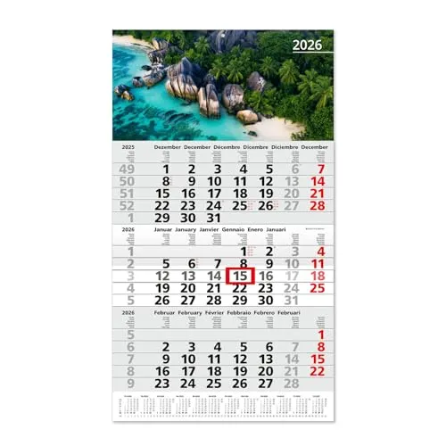 Timr 3-Monatskalender 2026 Jahresübersicht von Timr