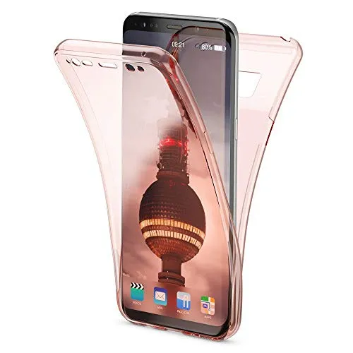 NALIA 360 Grad Hülle kompatibel mit Samsung Galaxy S8, Full Cover Rundum Doppel-Schutz Handyhülle, Dünnes Ganzkörper Silikon Case, Transparente Schutzhülle Vorne & Hinten Schale, Farbe:Rose Gold