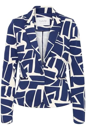 b.young BYRIZETTA AOP Blazer Damen kurz, leicht tailliert - Eleganter Kurzblazer für vielseitige Looks – ideal fürs Büro oder Casual. Hochwertige Materialqualität sorgt für angenehmen Tragekomfort. Nachhaltige Produktion mit recycelten Materialien.