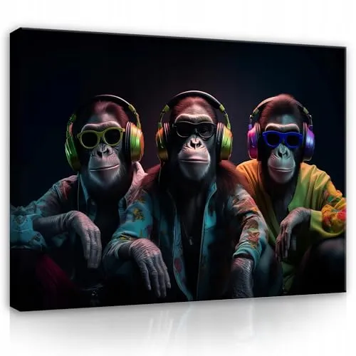 WallArena - Leinwand Bilder - Affe - 60x40 cm Leinwandbilder - Bild auf leinwand - Wandbild XXL groß Wandbilder für Wohnzimmer Schlafzimmer Wohnzimmerbilder Modern kunstdruck - Tiere Abstrakt