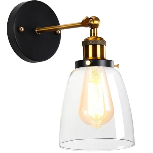 PETITES ECREVISSES Wandleuchte Innen Wandlampe Vintage Wandbeleuchtung Glas Industriell E27 Moderne Schlafzimmer Wandlampe Verstellbar 180° Design für Bett Küche Wohnzimmer Esszimmer