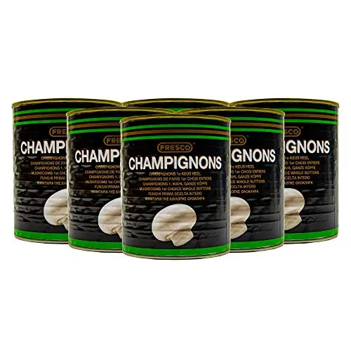 Food-United weiße Champignons Mini Köpfe ganz 6 Dosen Füllmenge 800g ATG 460g gekocht tolles Champignon-Aroma keine Zusätze ohne Konservierungsstoffe 1. Wahl Premium Qualität ohne Aroma-Zusätze