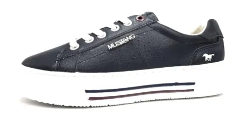 MUSTANG Damenschuhe Schnürschuhe Sportive Sneaker Blau Freizeit, Schuhgröße:38 EU